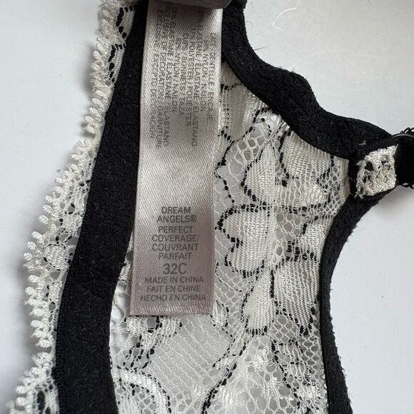 Victoria's Secret 32C Dream Angels Perfect Coverage Bra White Lace Rhinestone - Picture 7 of 9